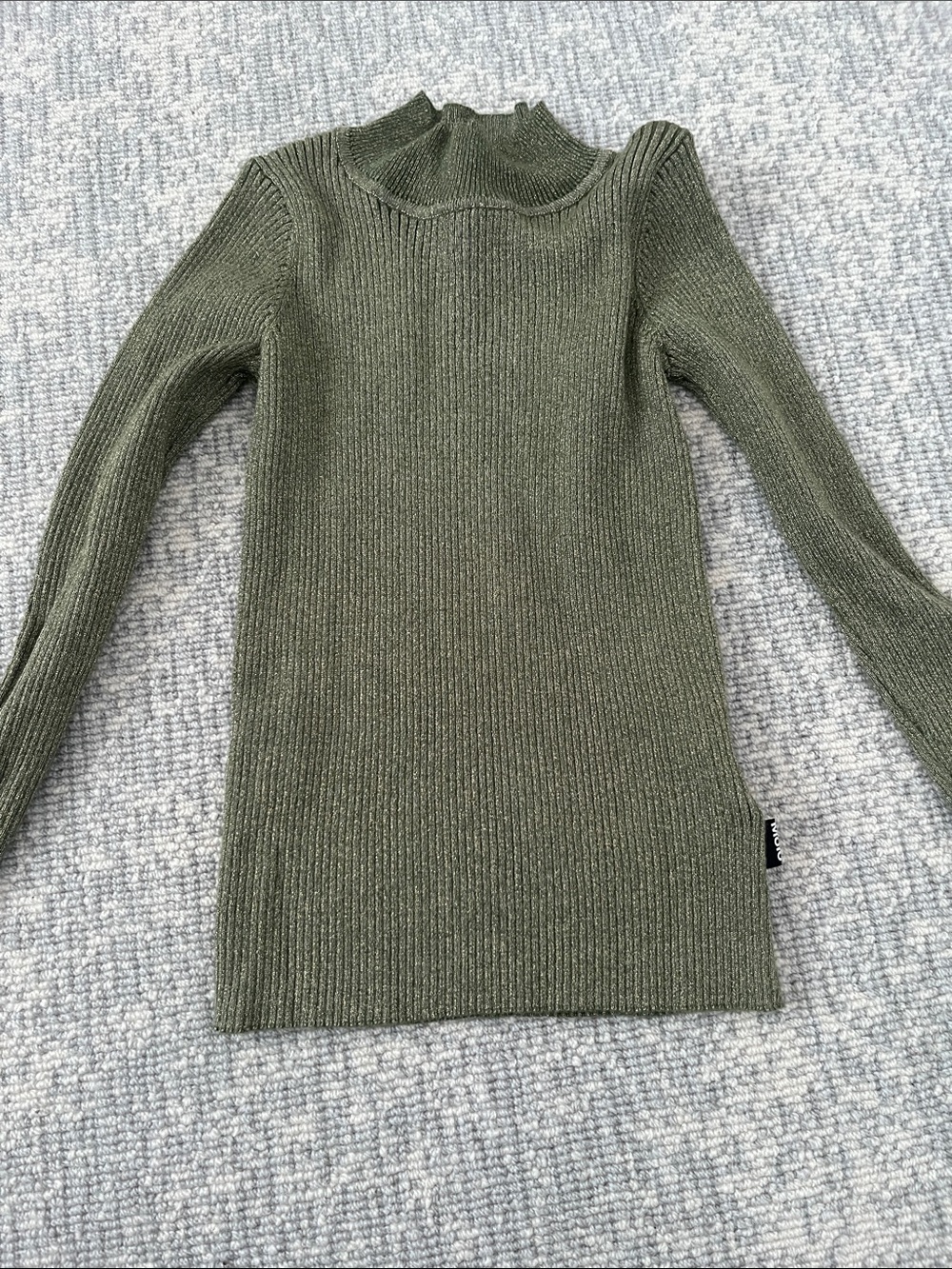 Olive Green Ribbed Mock Neck girls Sweater